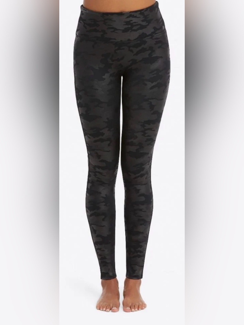 Spanx Faux Leather Camo Leggings in Matte Black Camo